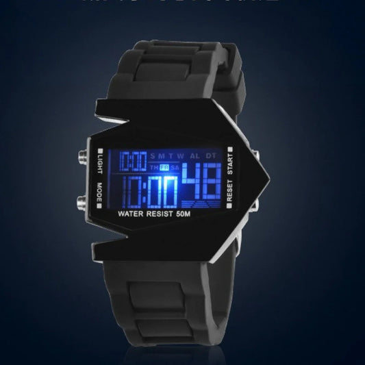 Montre numérique en forme d'avion luxueux